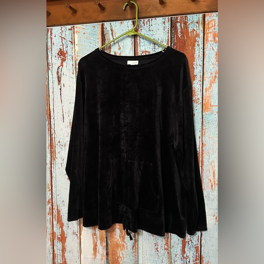 Pure Jill Black Velvet Long Sleeve Shirt